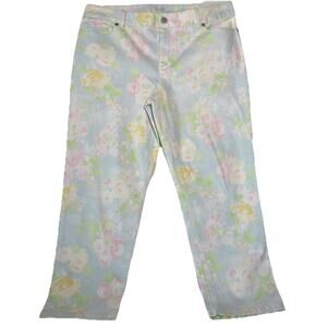 J. Jill - Authentic Fit CROP Stretch Pastel Floral Pattern Jeans - Women Size 12